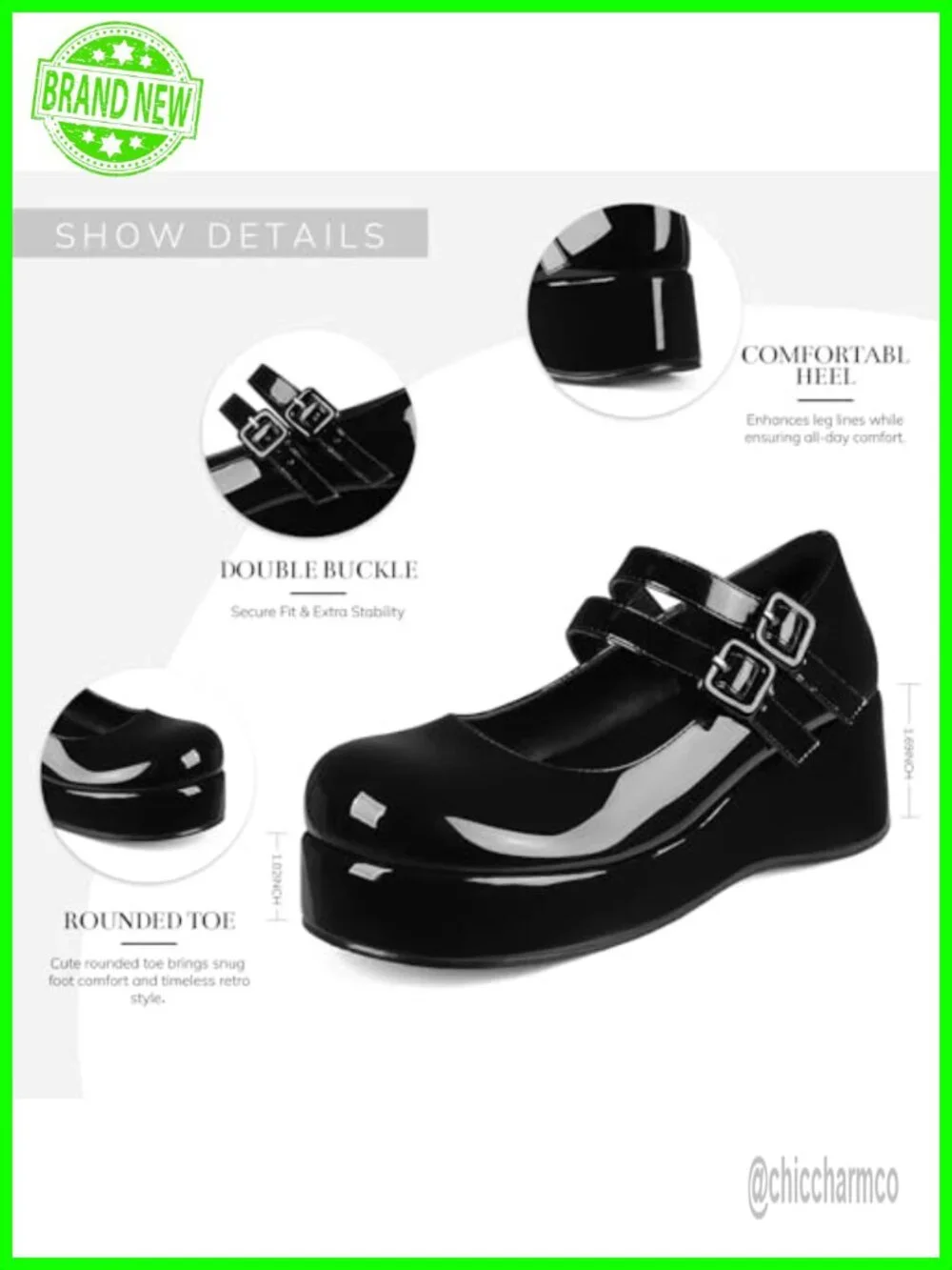 Women's Mary Jane Platform Shoes Chunky Heel Round Toe Vegan Leather